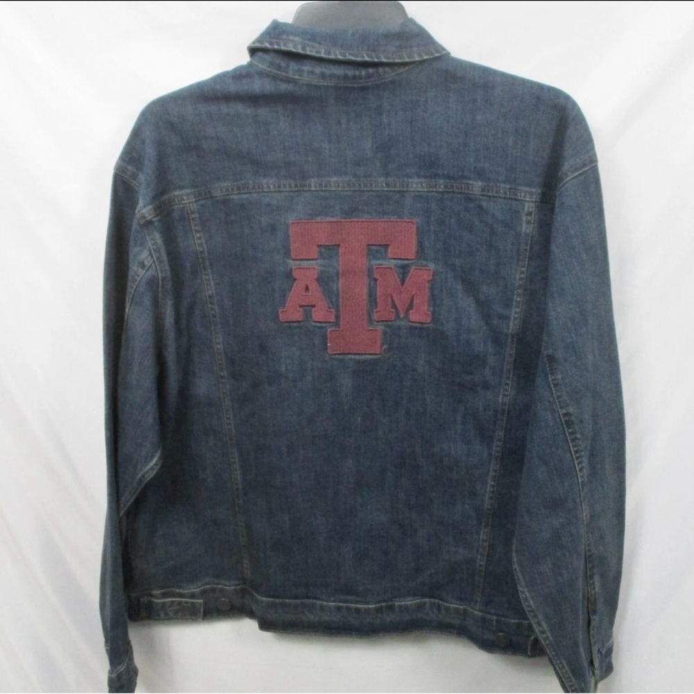 Wrangler Texas A&M Denim Jacket Womens XL Aggies Blue Button Up Jean Cotton New - Picture 1 of 9